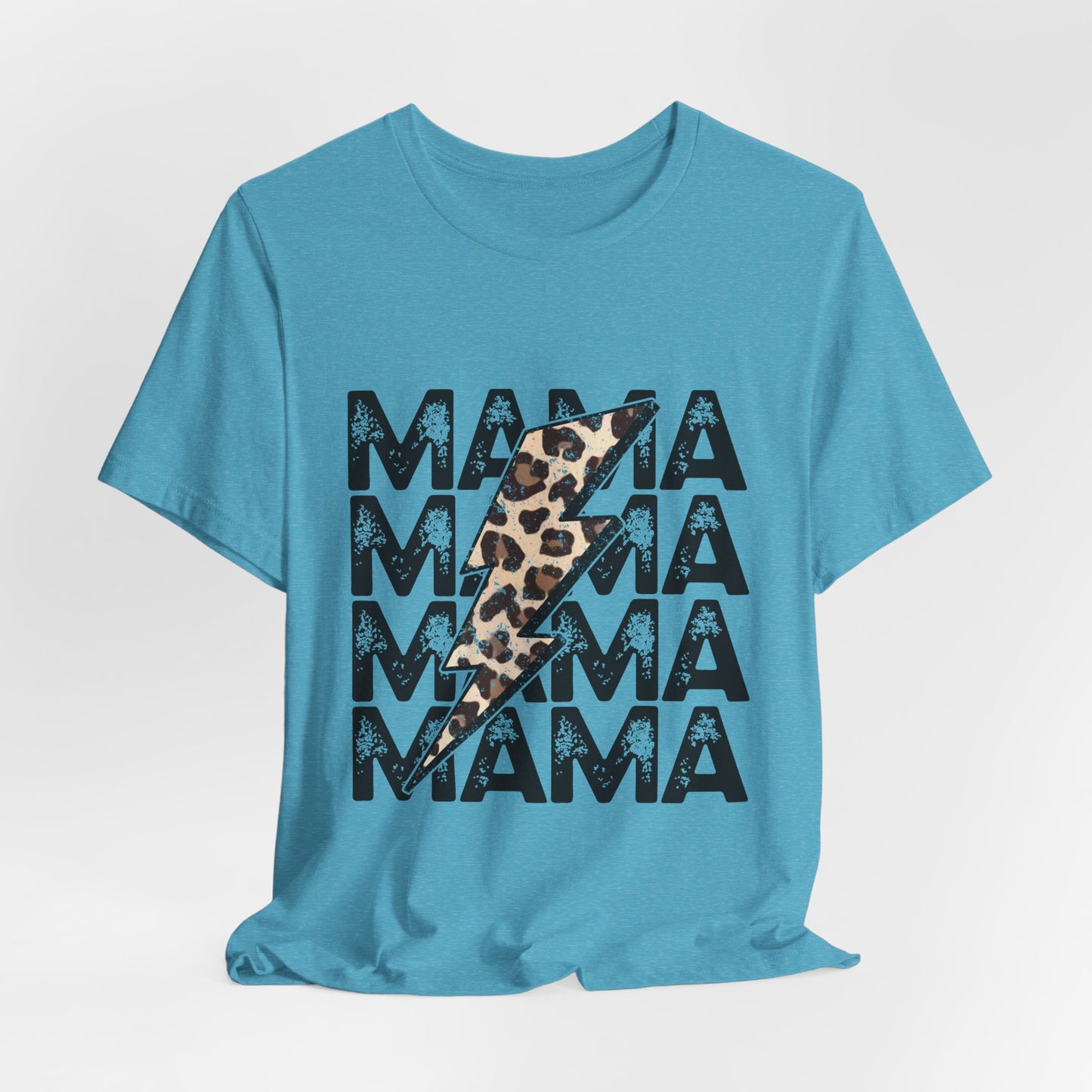 Mama Lightning Tee — Leopard Bolt Graphic Mom Shirt