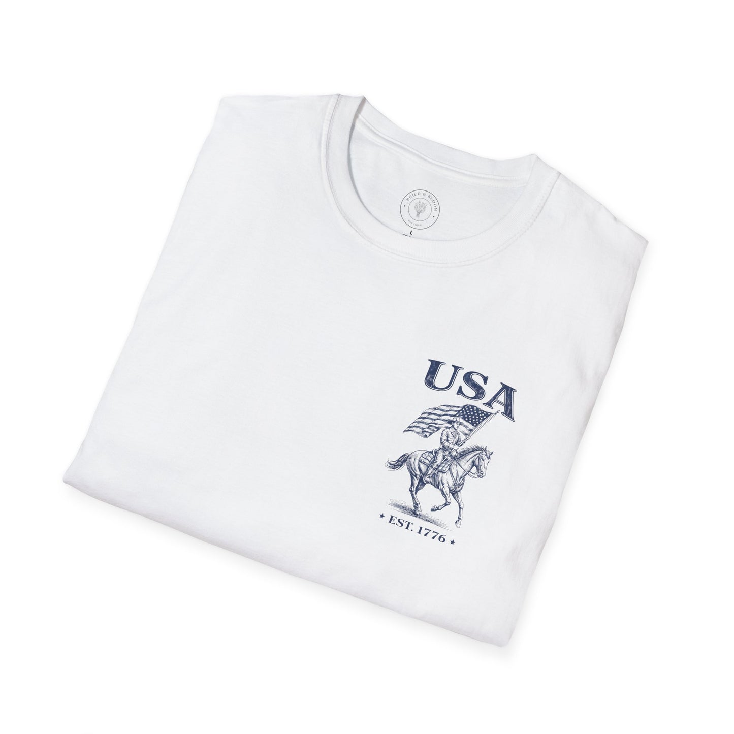 USA Est. 1776 Patriotic T‑Shirt — Male Rider