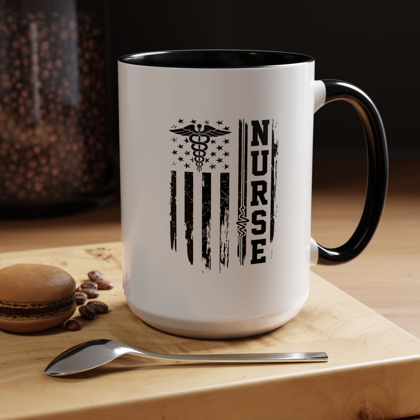 Nurse Caduceus American Flag Tee
Accent Coffee Mug – American Flag Design (11/15 oz)