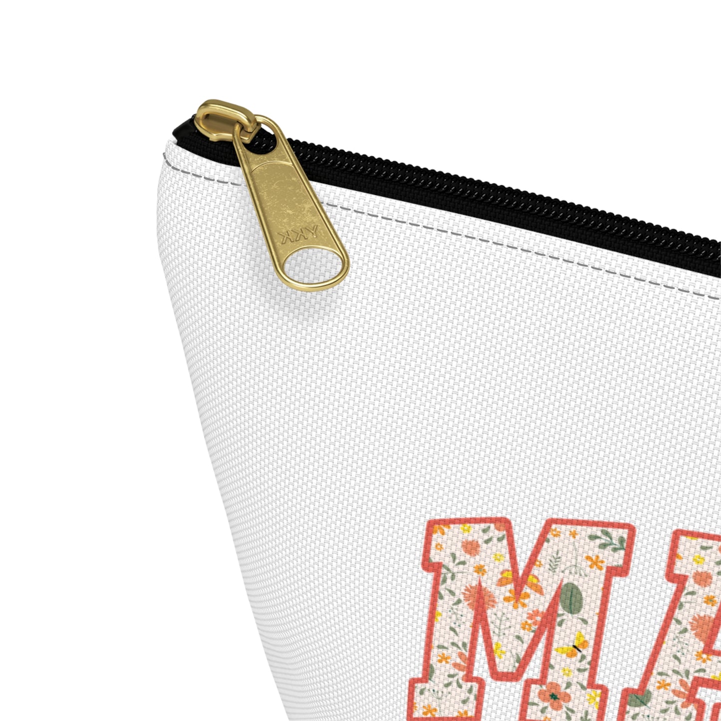 Mama Floral Accessory Pouch — Zip Cosmetic Bag with T‑Bottom
