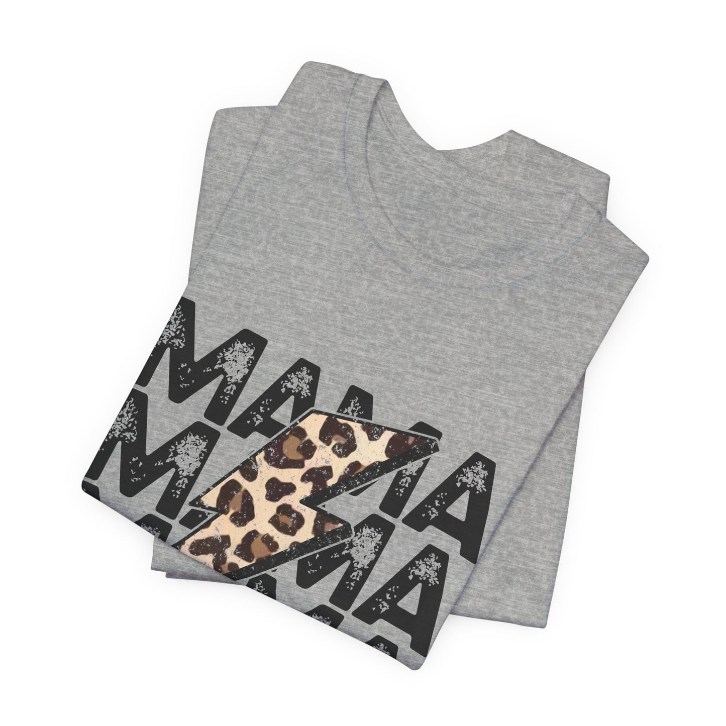 Mama Lightning Tee — Leopard Bolt Graphic Mom Shirt