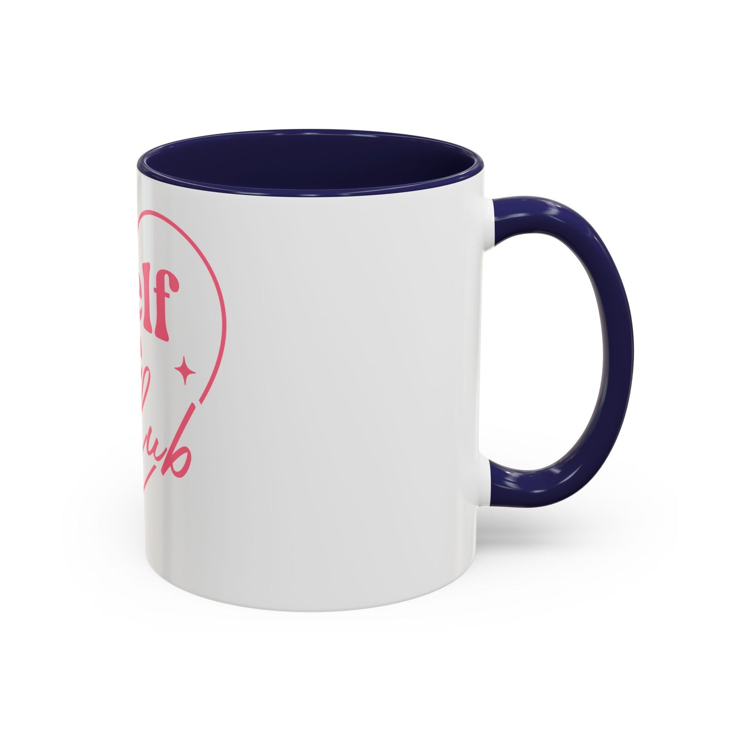 Self Love Club Pink Heart Accent Coffee Mug — Inspirational Ceramic (11/15 oz)