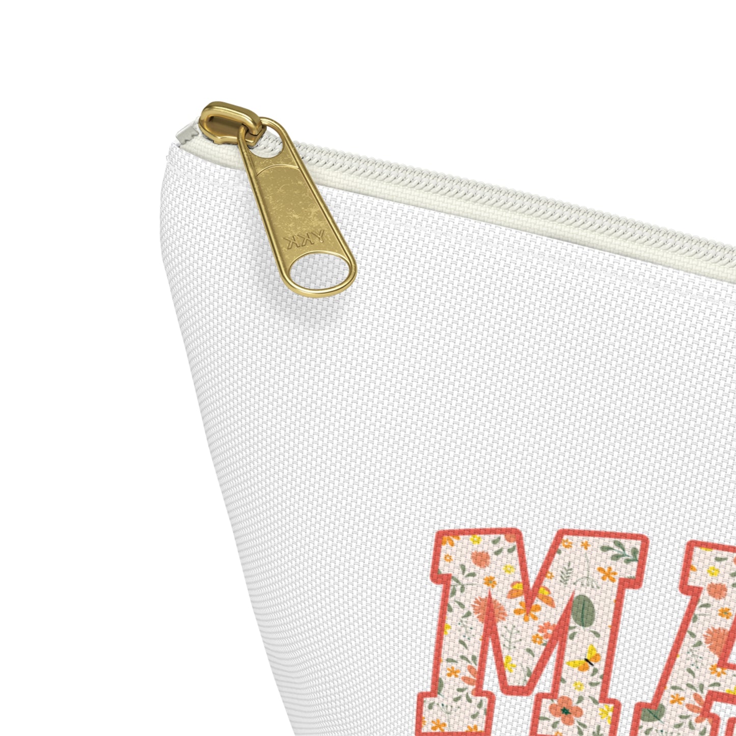 Mama Floral Accessory Pouch — Zip Cosmetic Bag with T‑Bottom