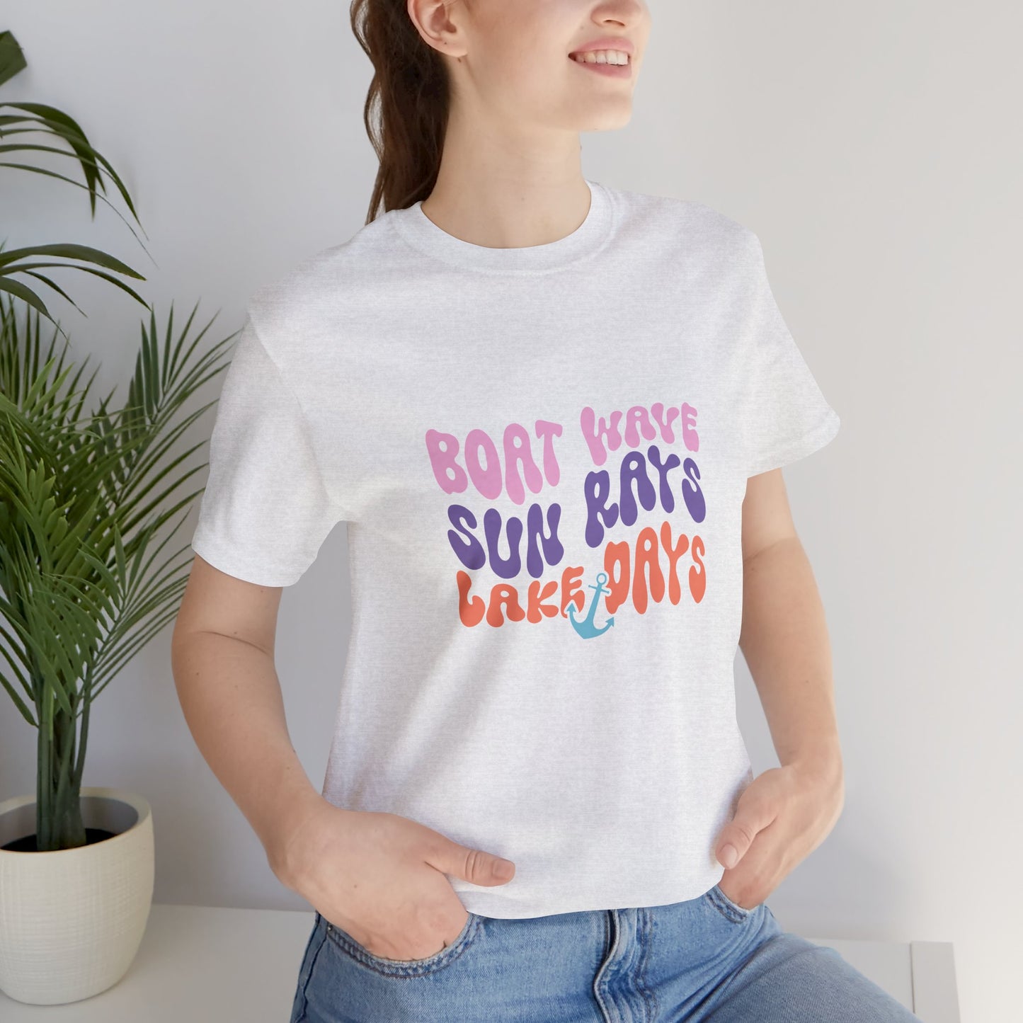 Lake Days Graphic Tee — "Boat Wave Sun Rays Lake Days" Retro Anchor T-Shirt