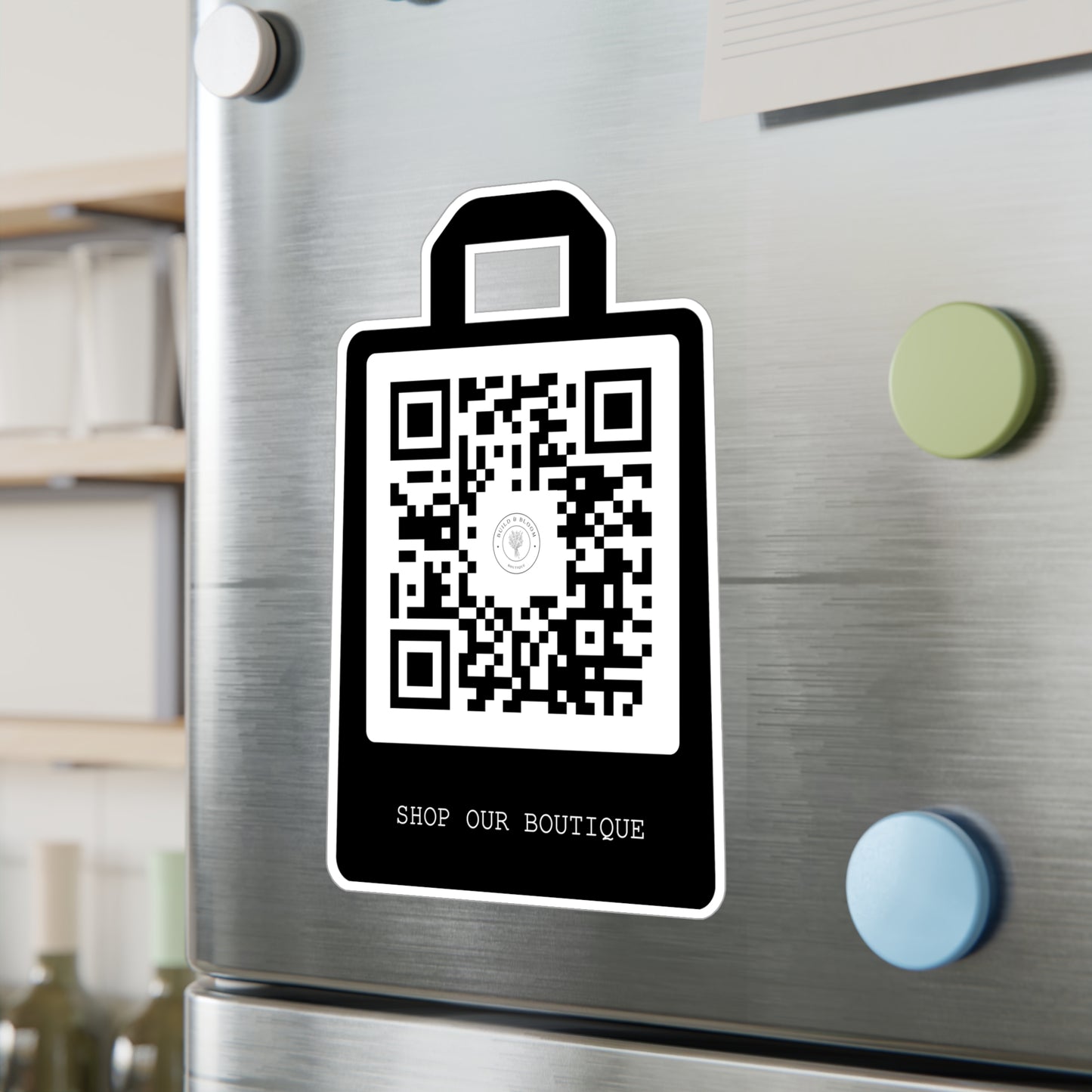 QR Code Shop Decal Sticker — 'Shop Our Boutique' Kiss-Cut Vinyl