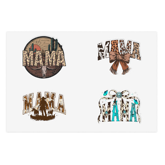 Mama Western Sticker Sheet — Cowhide, Turquoise & Rustic Mama Decals