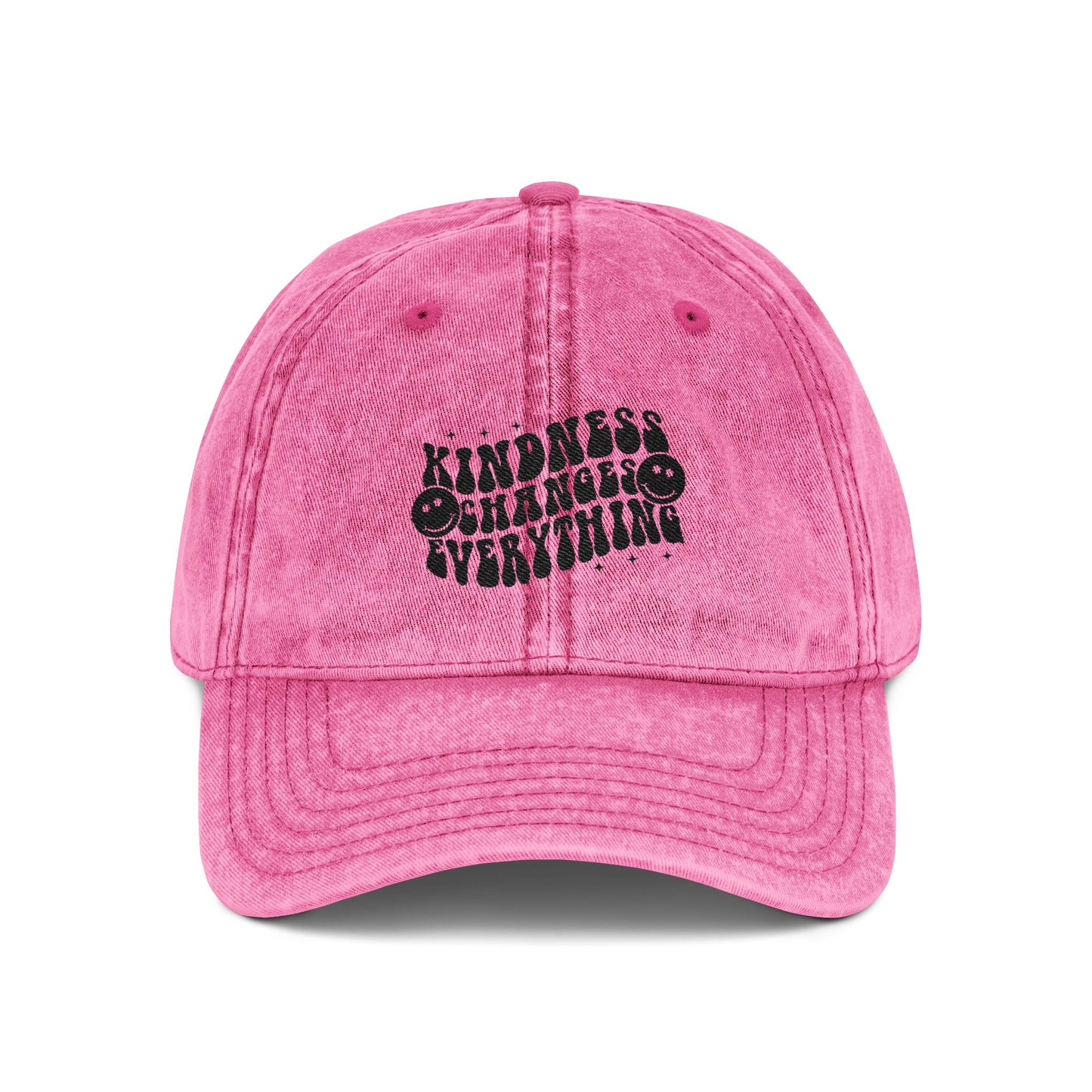 Vintage Embroidered Cap — "Kindness Changes Everything" Distressed Hat