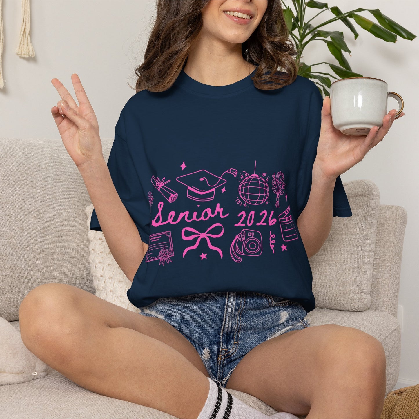 Senior 2026 Graduation Tee - Pink Text