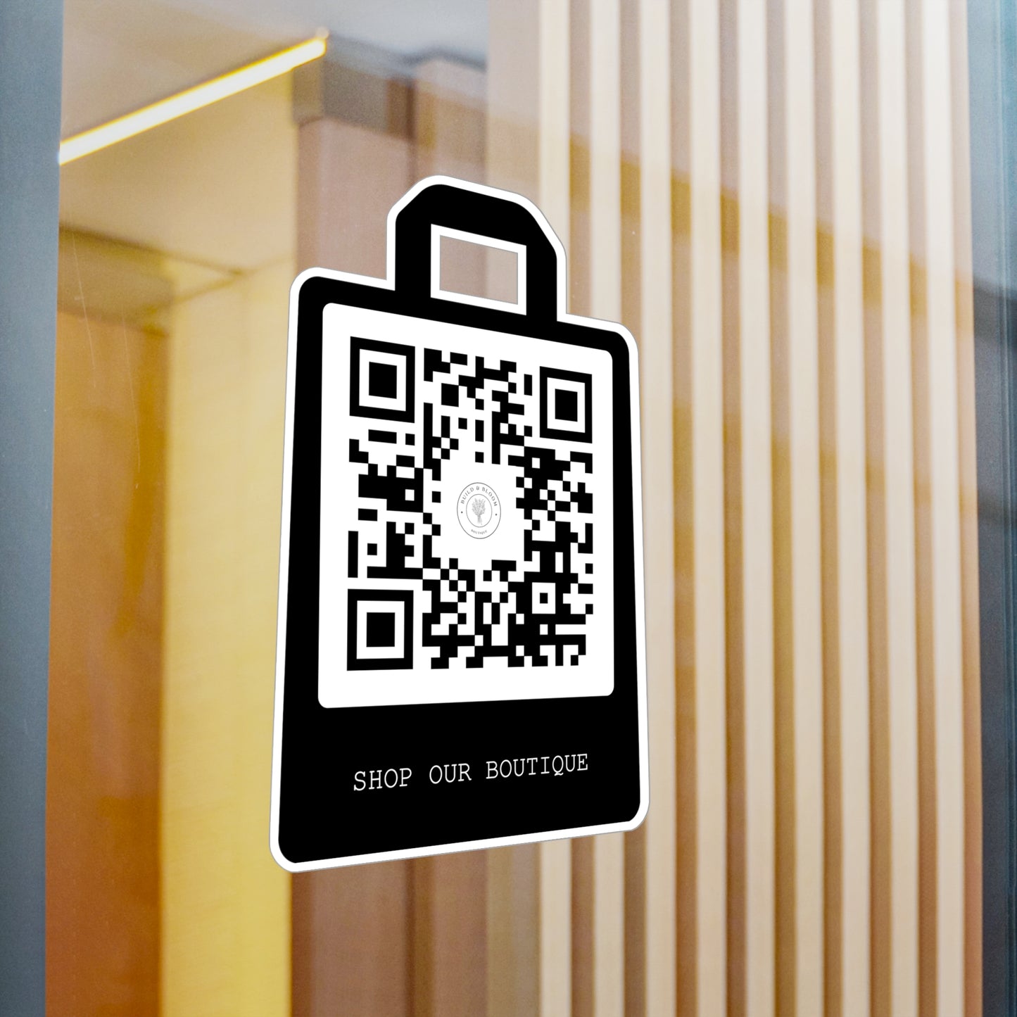 QR Code Shop Decal Sticker — 'Shop Our Boutique' Kiss-Cut Vinyl