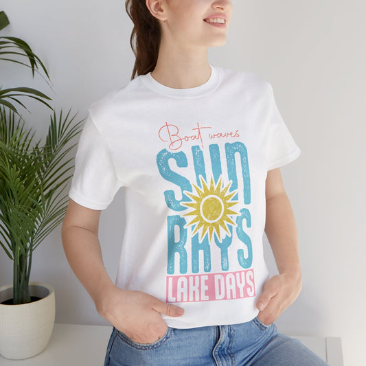 Boat Waves Sun Rays Lake Days Tee