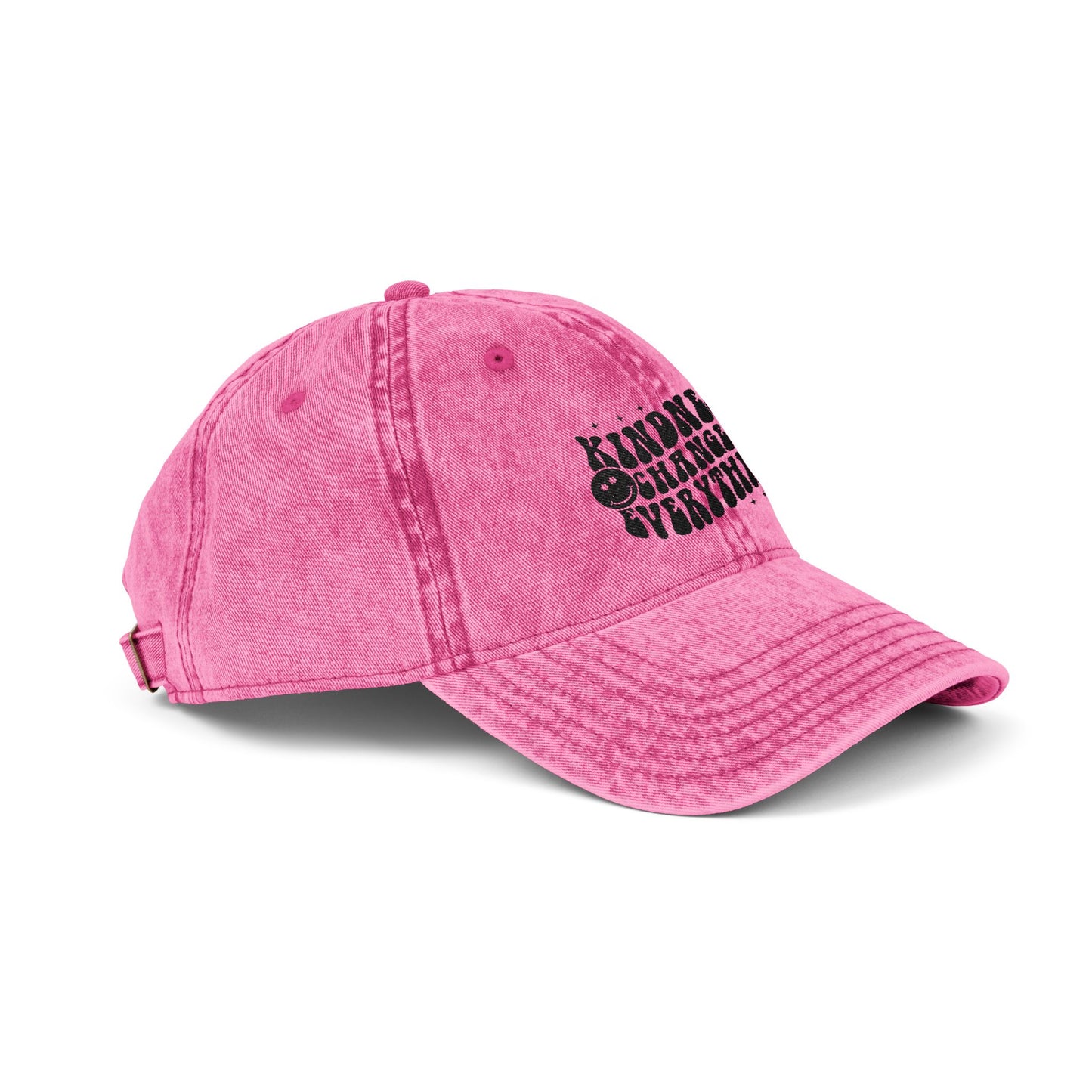 Vintage Embroidered Cap — "Kindness Changes Everything" Distressed Hat
