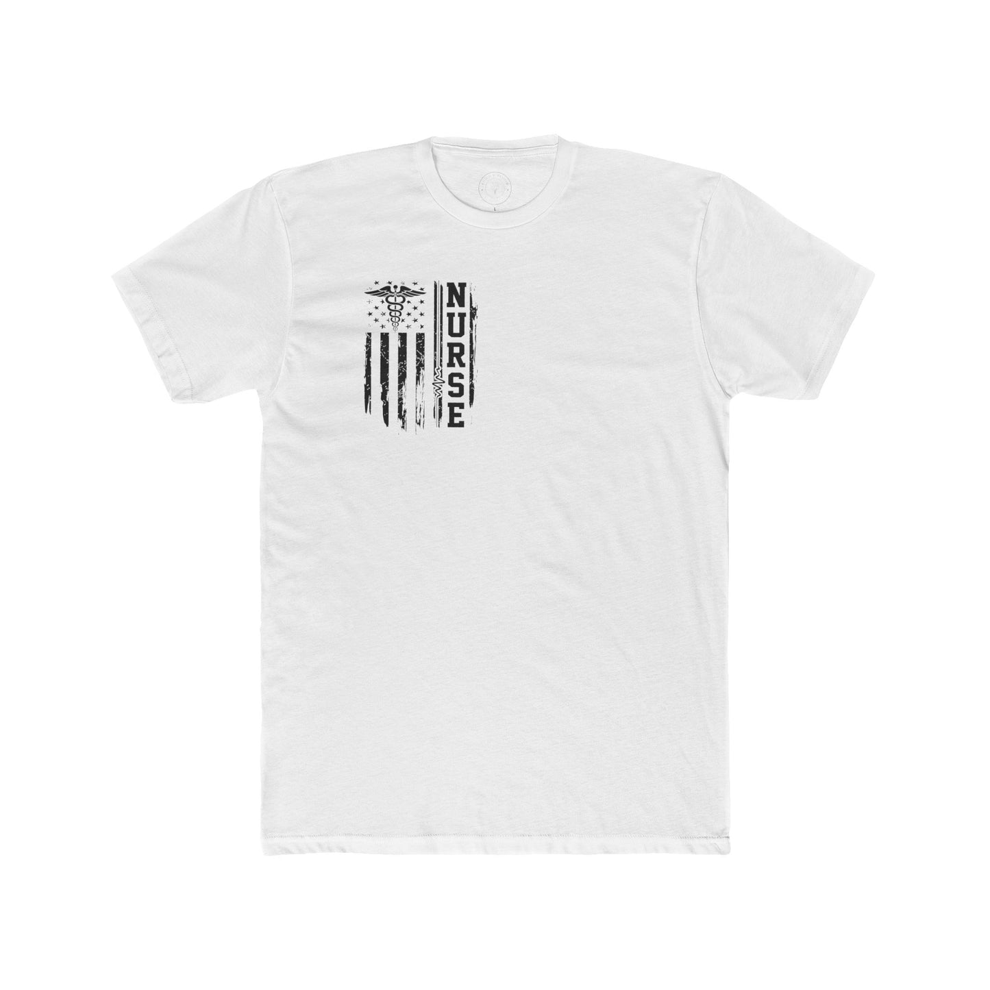 Nurse Caduceus American Flag Tee — Black Distressed