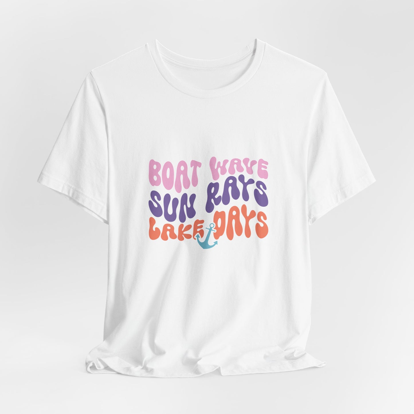 Lake Days Graphic Tee — "Boat Wave Sun Rays Lake Days" Retro Anchor T-Shirt