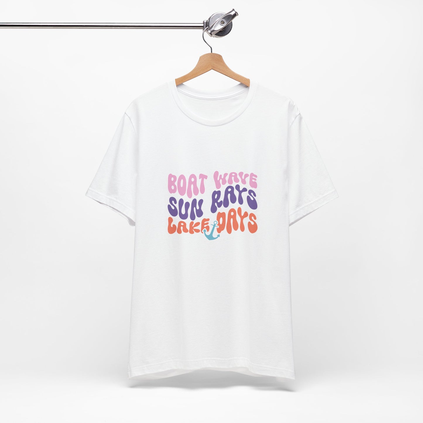 Lake Days Graphic Tee — "Boat Wave Sun Rays Lake Days" Retro Anchor T-Shirt