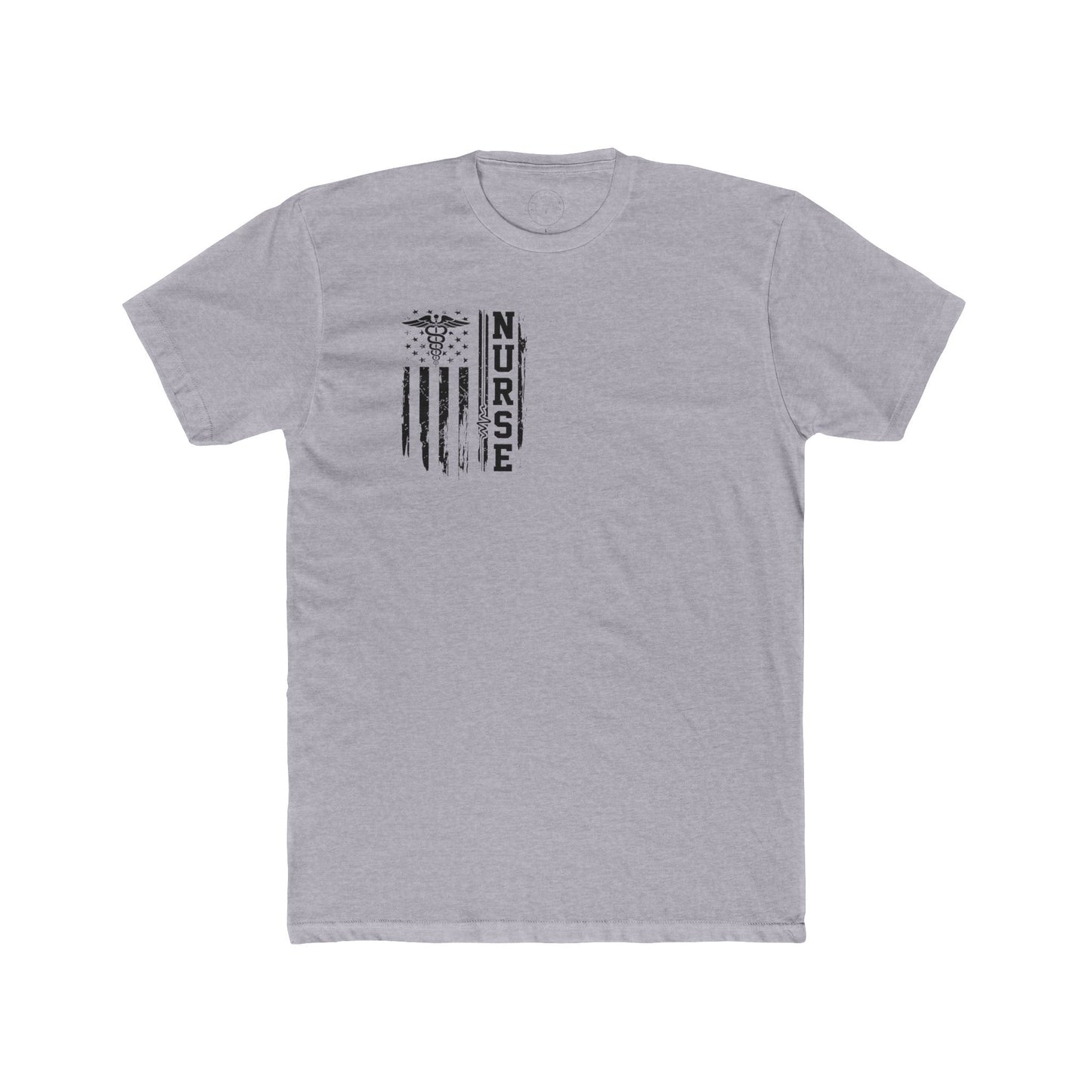 Nurse Caduceus American Flag Tee — Black Distressed