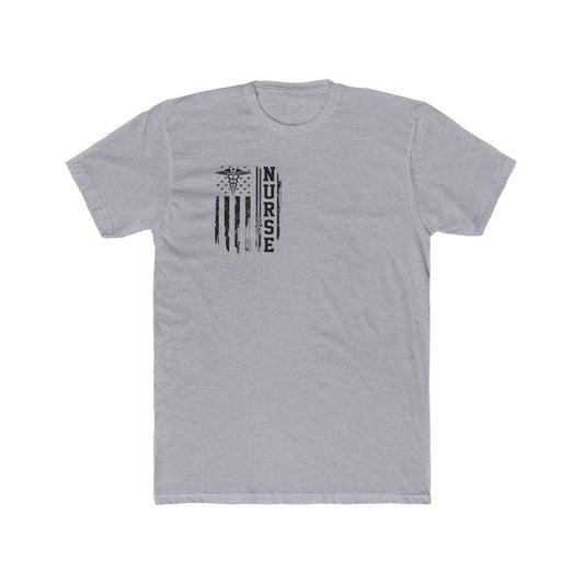 Nurse Caduceus American Flag Tee — Black Distressed