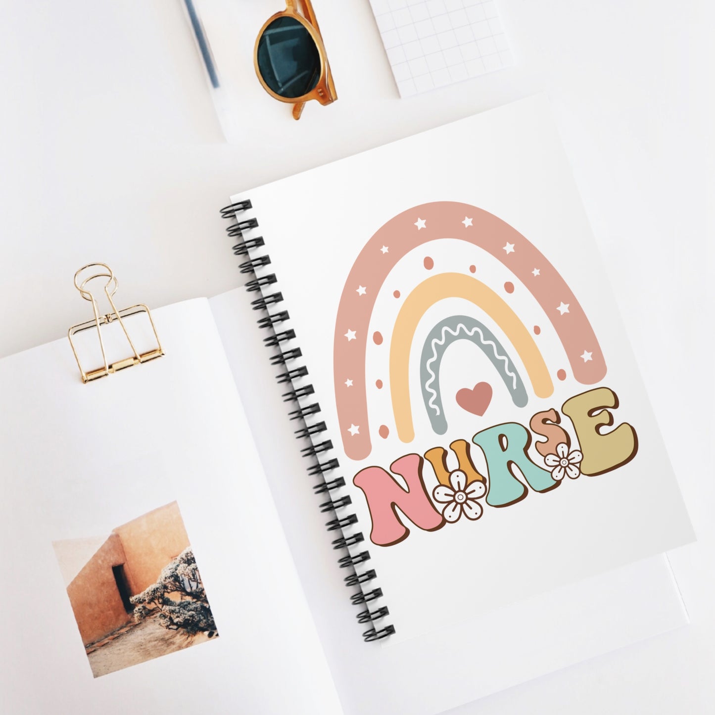 Nurse Spiral Notebook — Cute Retro Floral Nurse Journal (Ruled)