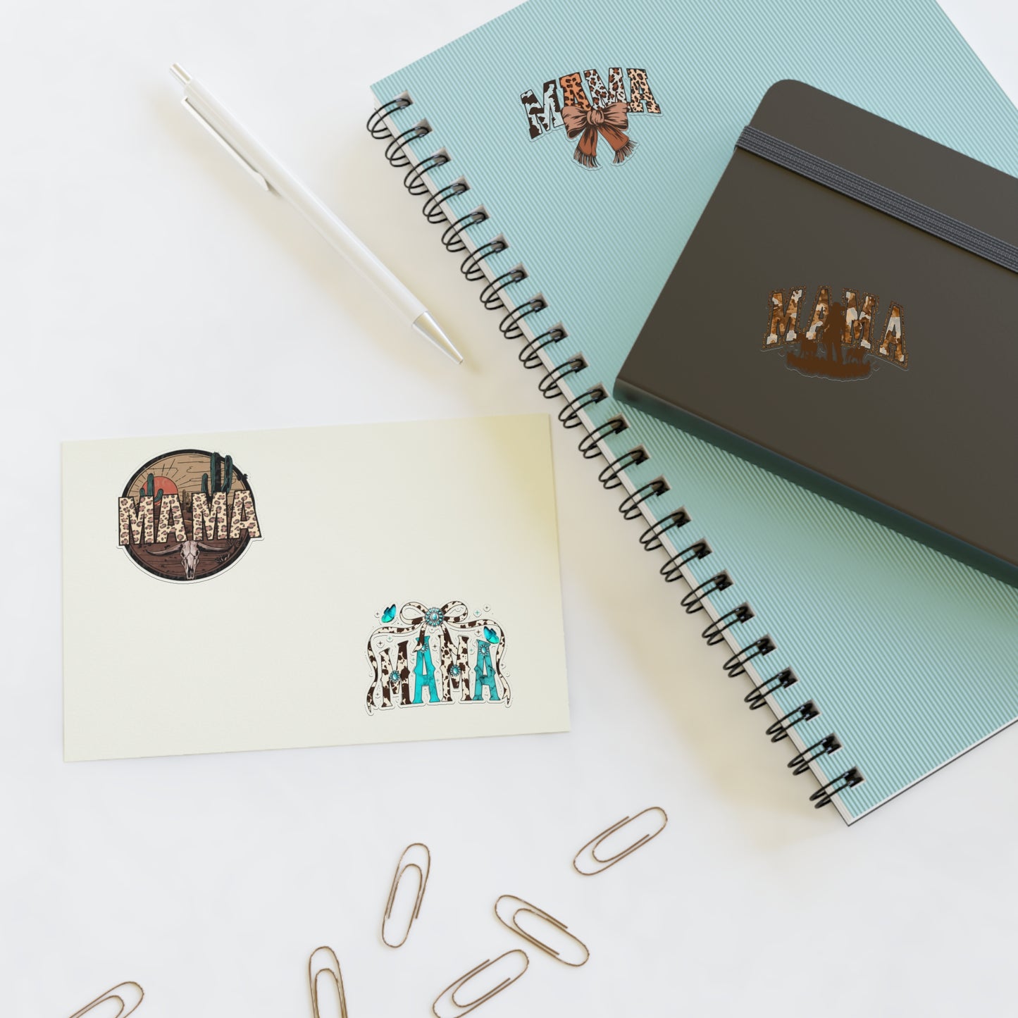 Mama Western Sticker Sheet — Cowhide, Turquoise & Rustic Mama Decals