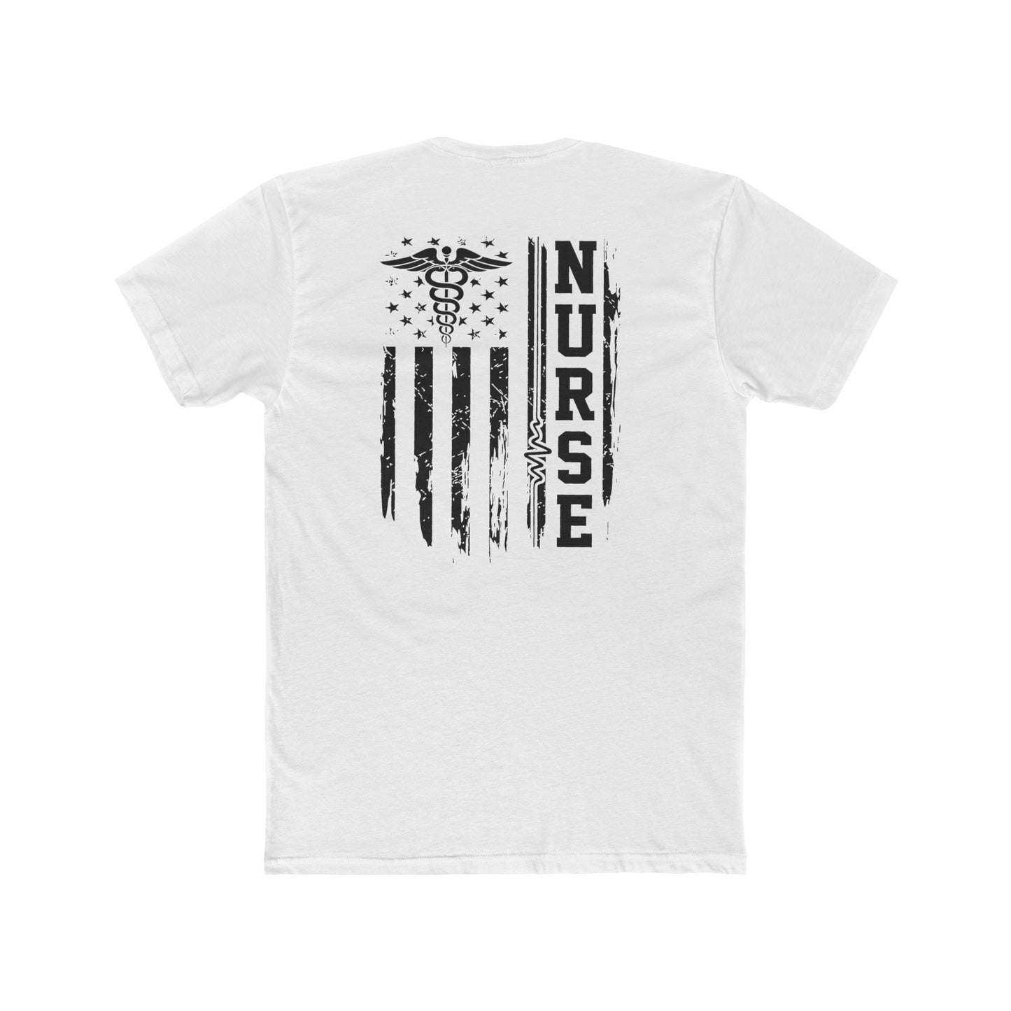 Nurse Caduceus American Flag Tee — Black Distressed