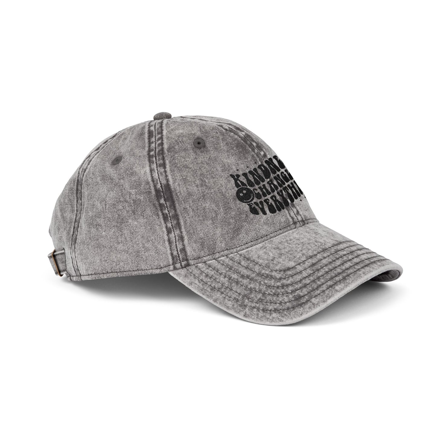 Vintage Embroidered Cap — "Kindness Changes Everything" Distressed Hat