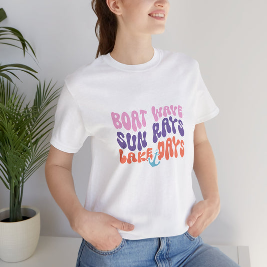 Lake Days Graphic Tee — "Boat Wave Sun Rays Lake Days" Retro Anchor T-Shirt