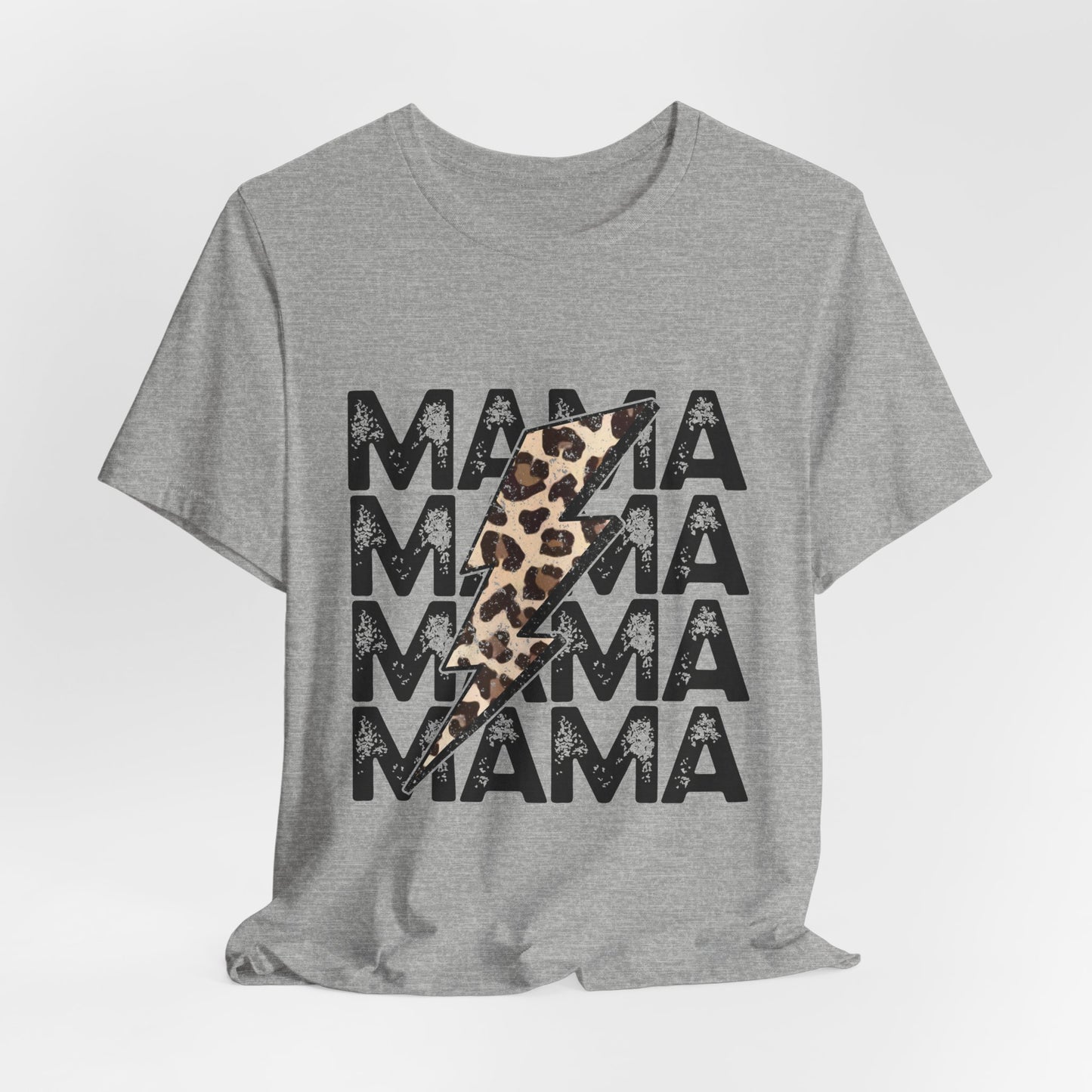 Mama Lightning Tee — Leopard Bolt Graphic Mom Shirt