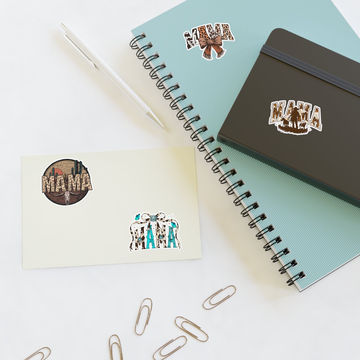Mama Western Sticker Sheet — Cowhide, Turquoise & Rustic Mama Decals