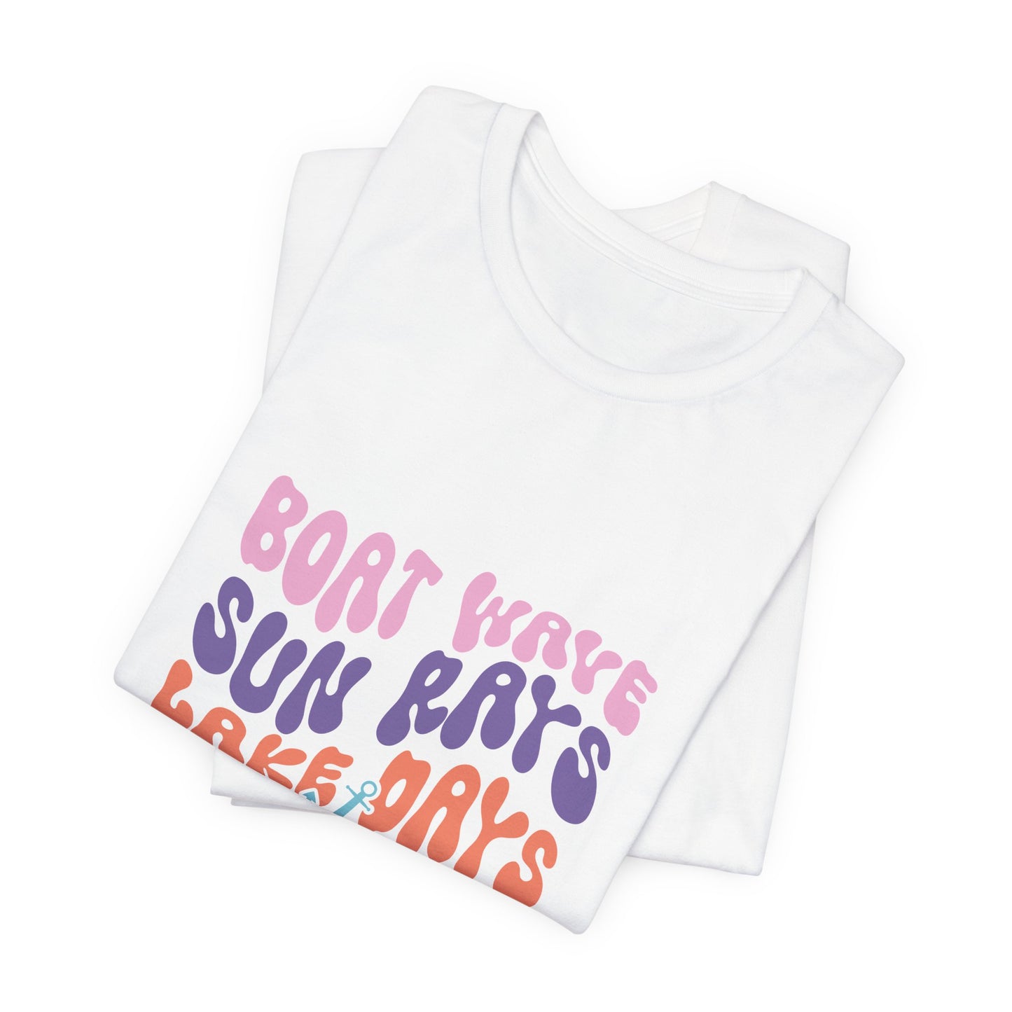 Lake Days Graphic Tee — "Boat Wave Sun Rays Lake Days" Retro Anchor T-Shirt