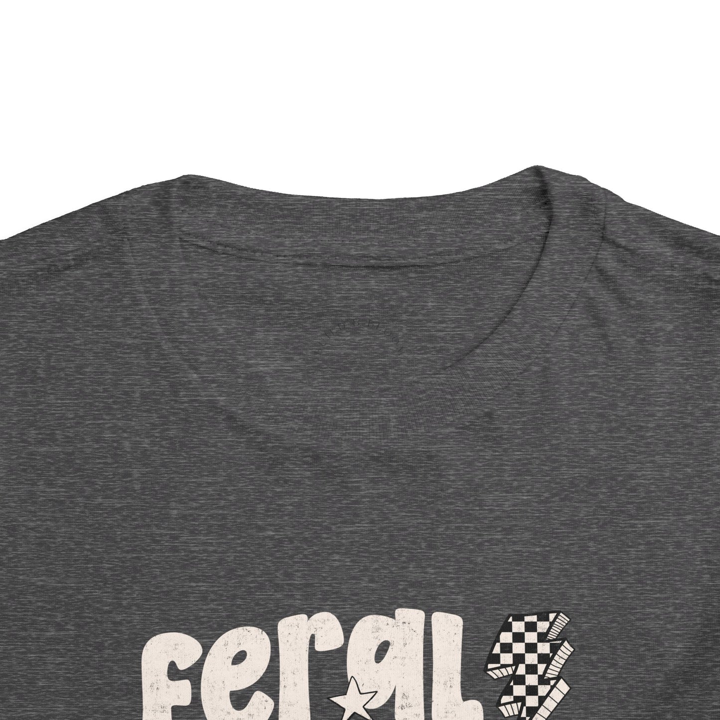 'Feral Kids Club' Smiley Lightning Graphic Pink Text - Toddler Tee