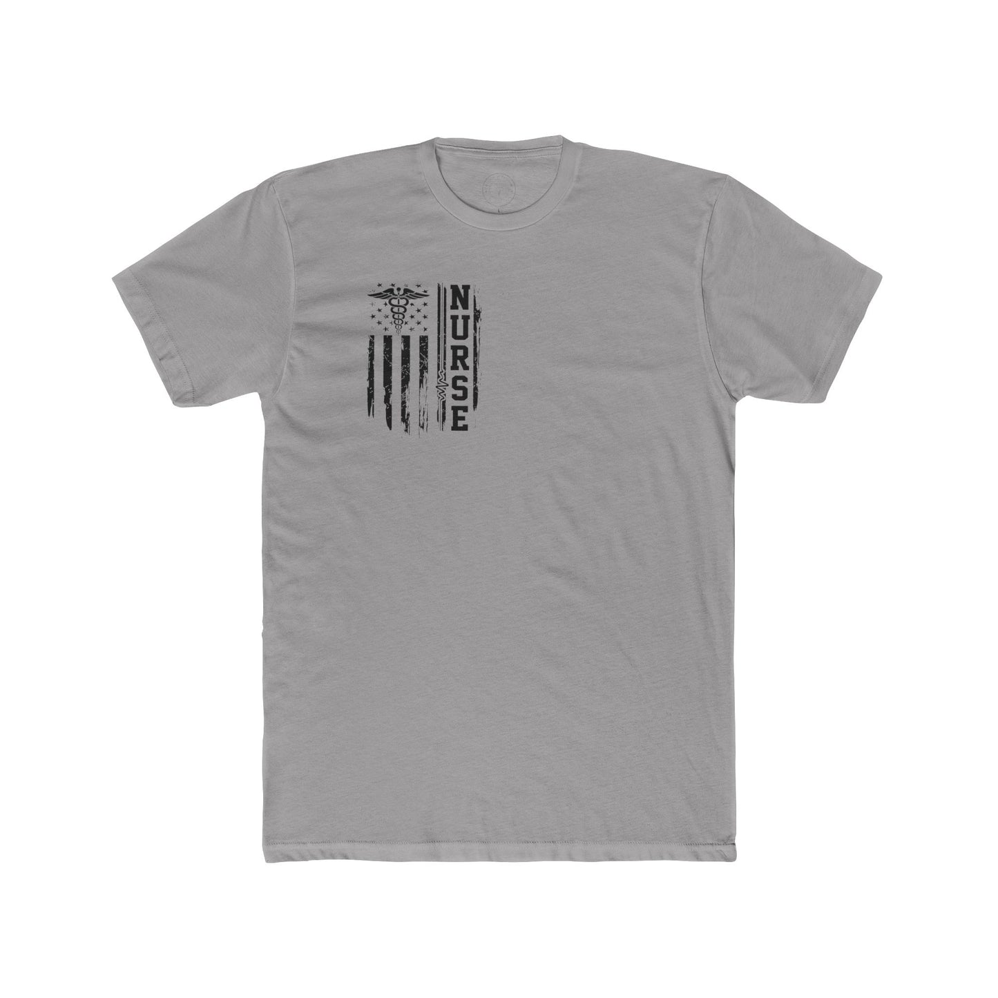 Nurse Caduceus American Flag Tee — Black Distressed