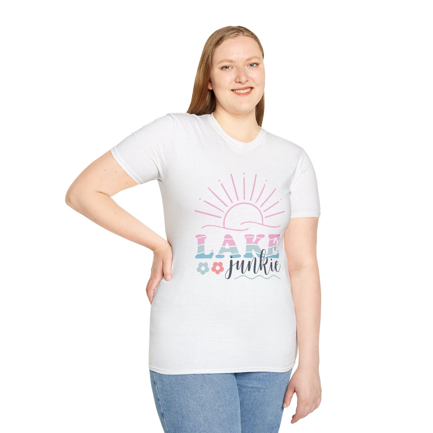Lake Junkie T-Shirt — Pastel Sunset Lake Lover Tee