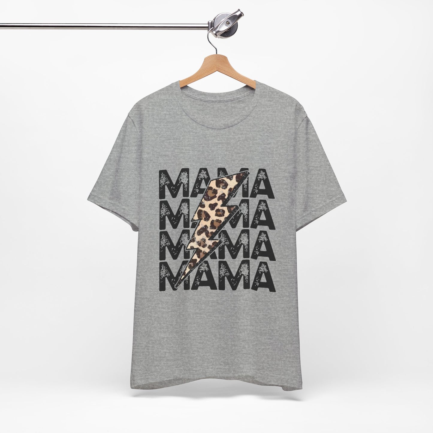 Mama Lightning Tee — Leopard Bolt Graphic Mom Shirt