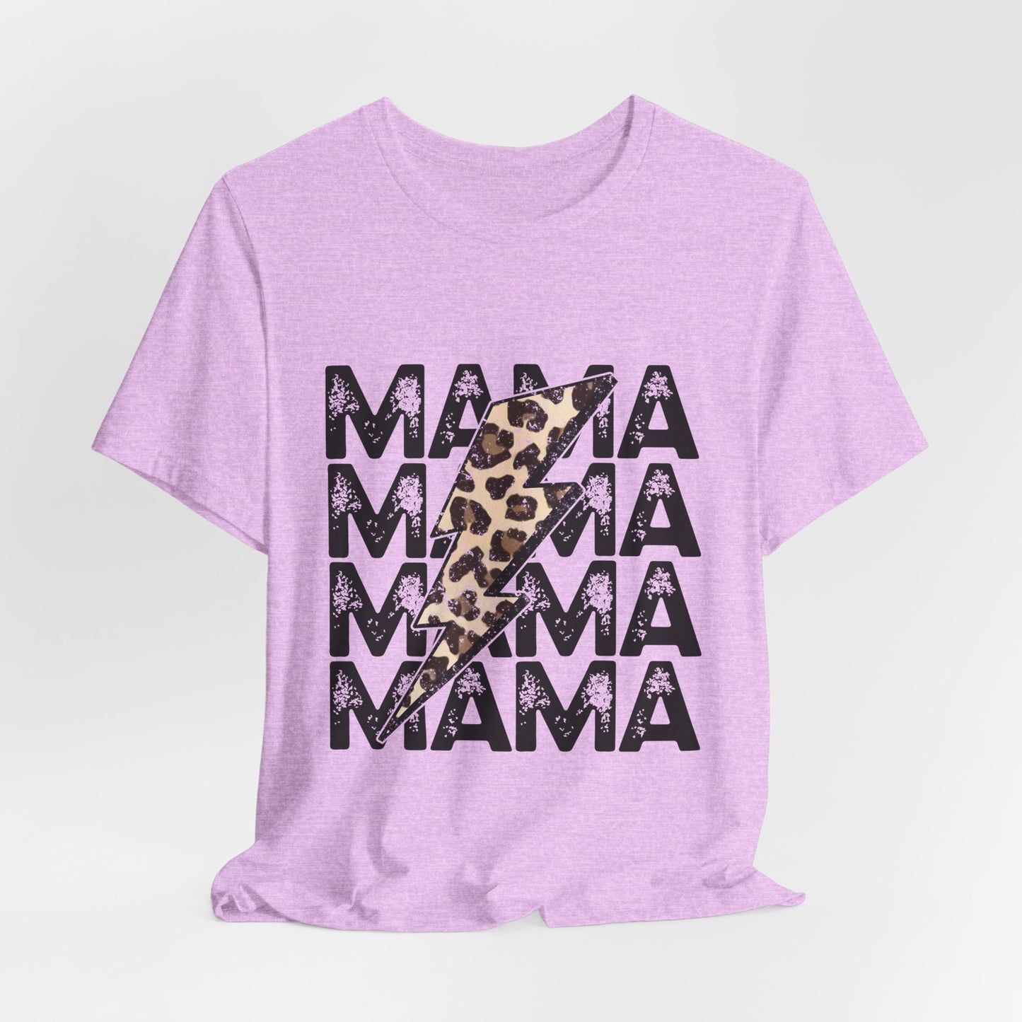 Mama Lightning Tee — Leopard Bolt Graphic Mom Shirt