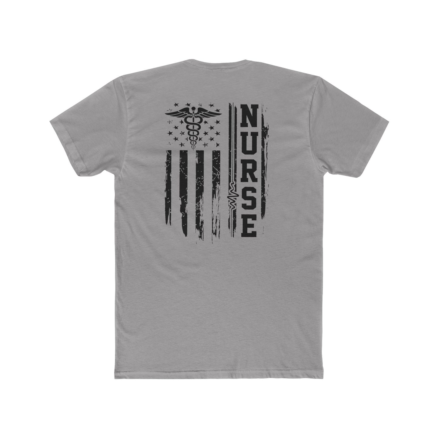 Nurse Caduceus American Flag Tee — Black Distressed