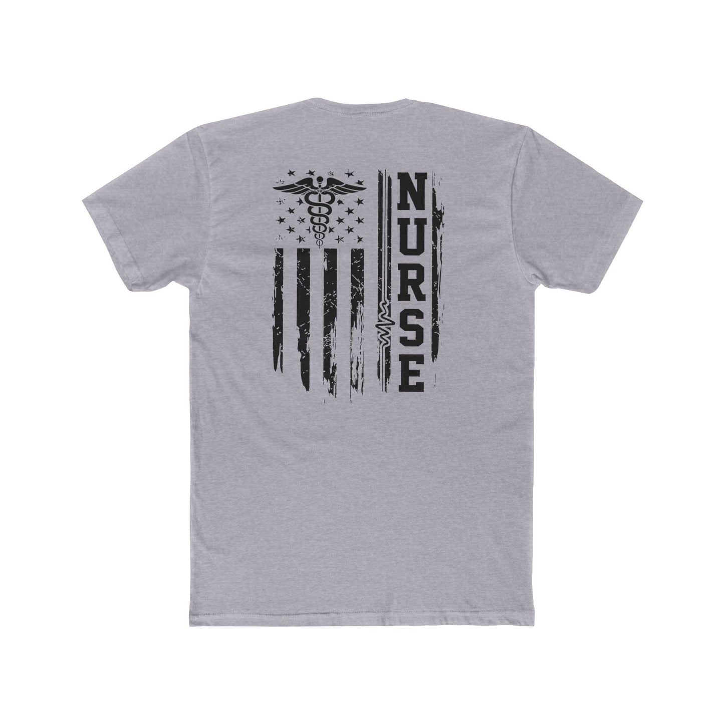 Nurse Caduceus American Flag Tee — Black Distressed