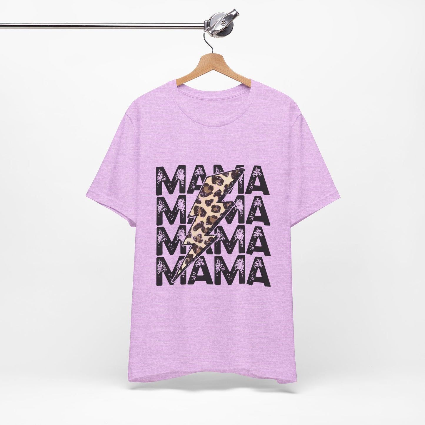 Mama Lightning Tee — Leopard Bolt Graphic Mom Shirt