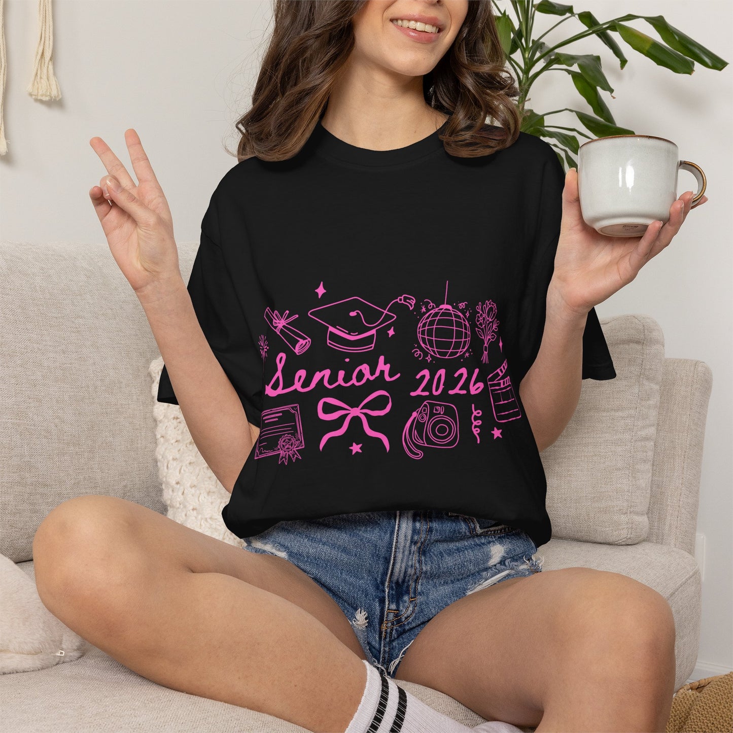 Senior 2026 Graduation Tee - Pink Text