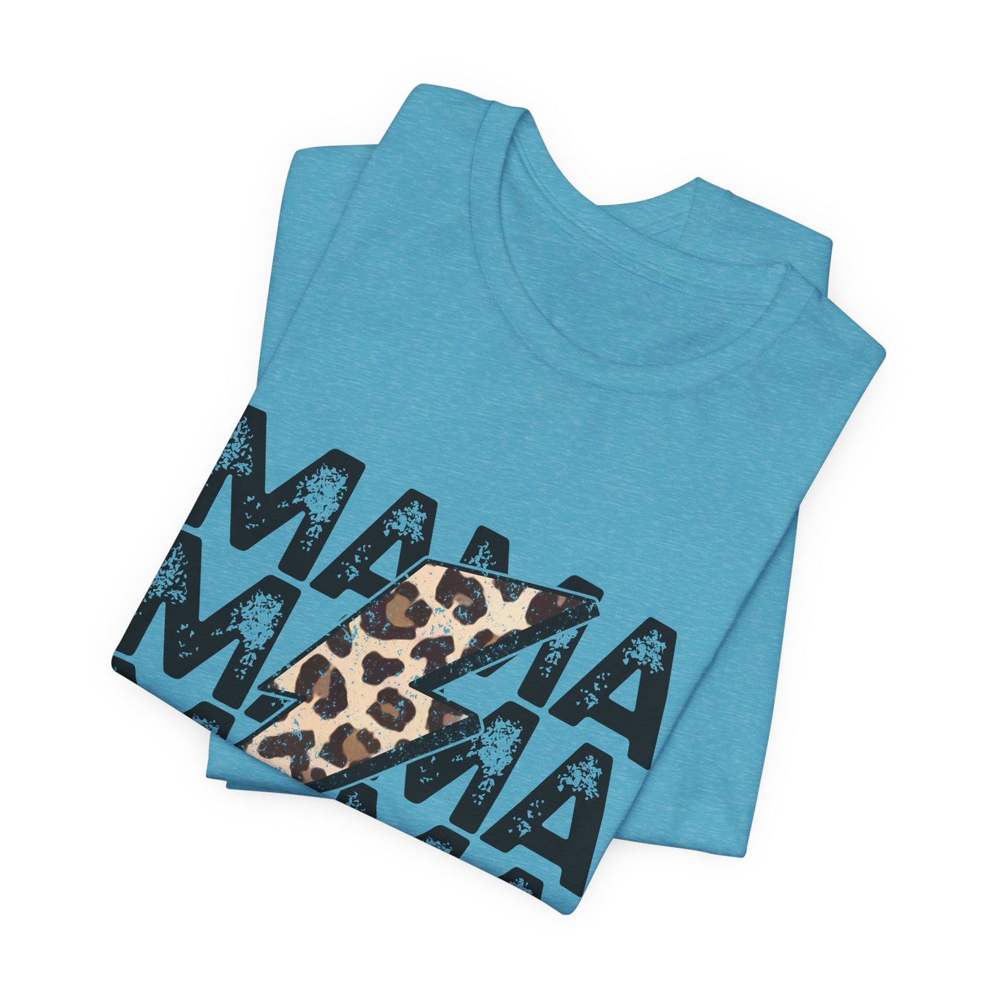 Mama Lightning Tee — Leopard Bolt Graphic Mom Shirt
