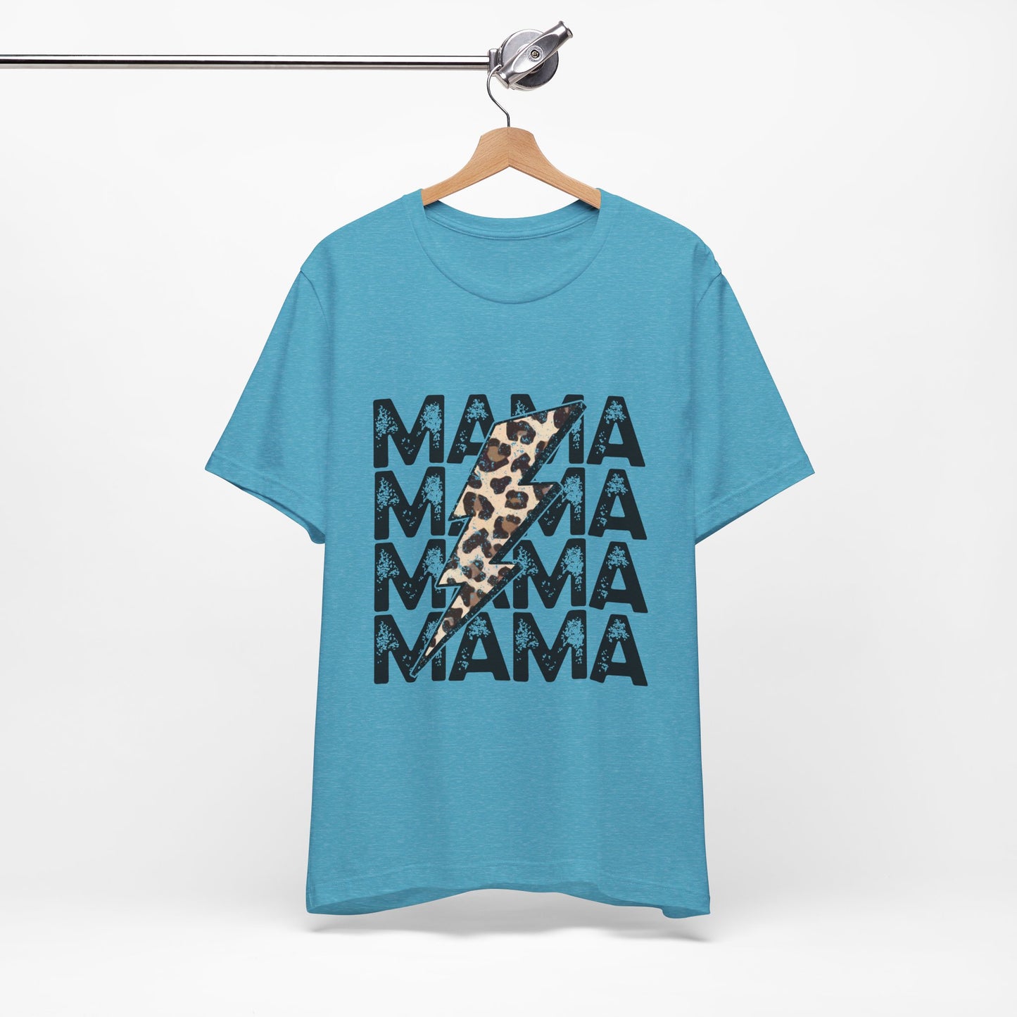 Mama Lightning Tee — Leopard Bolt Graphic Mom Shirt