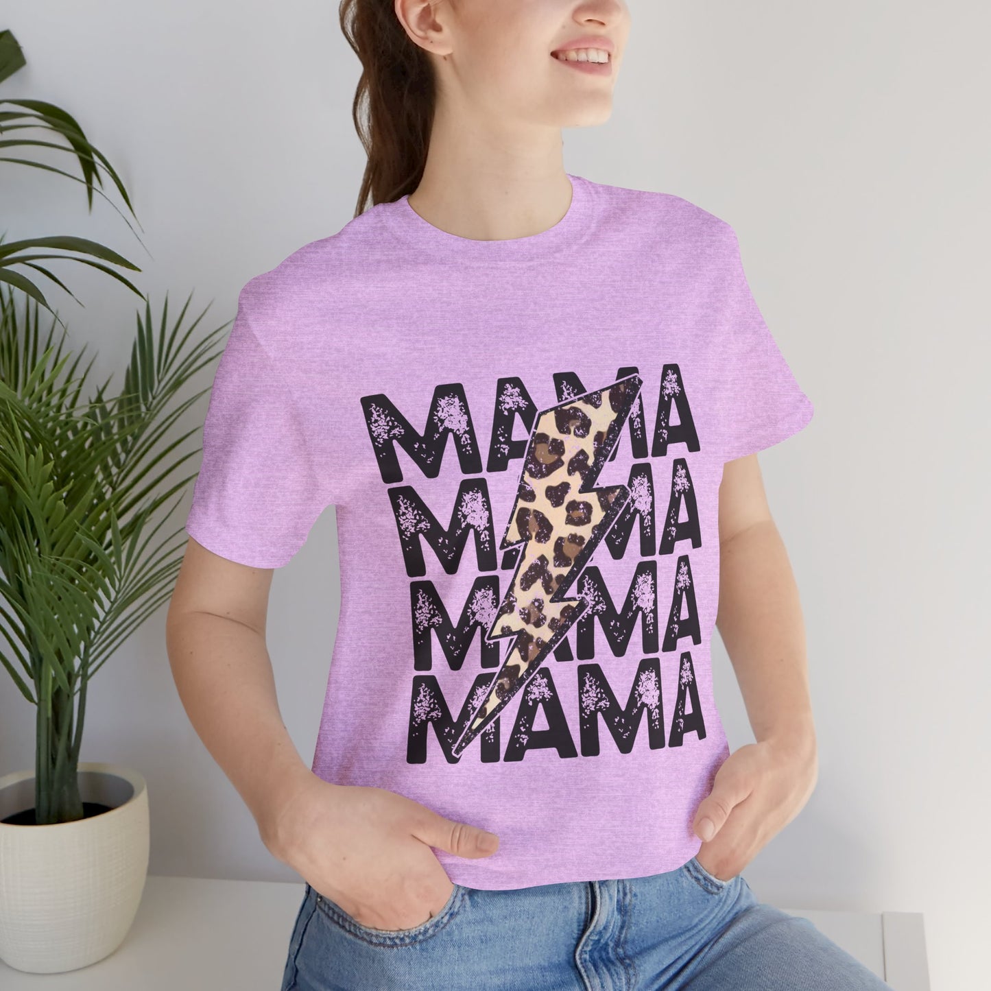 Mama Lightning Tee — Leopard Bolt Graphic Mom Shirt