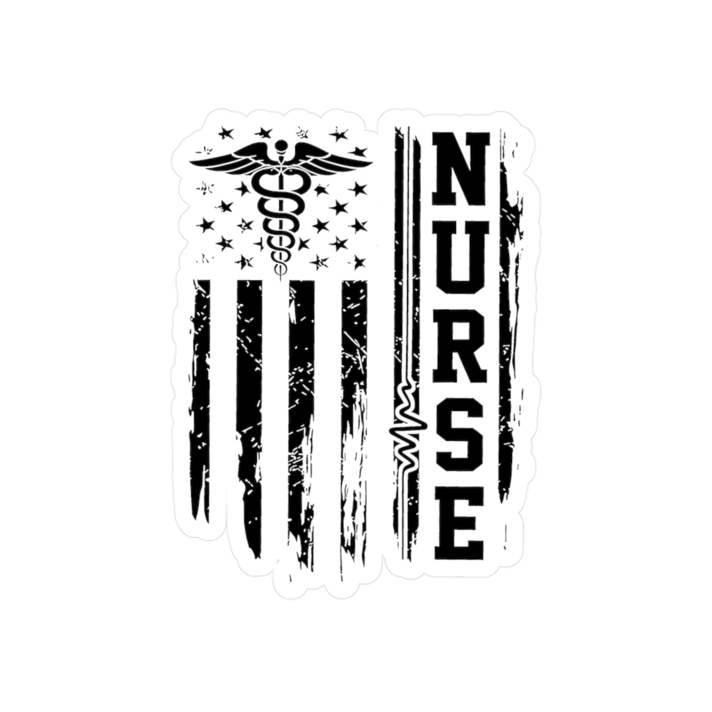Nurse American Flag Caduceus Vinyl Sticker — Distressed Medical Decal