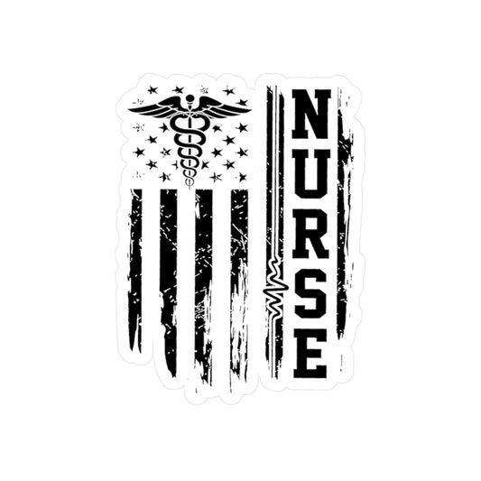 Nurse American Flag Caduceus Vinyl Sticker — Distressed Medical Decal