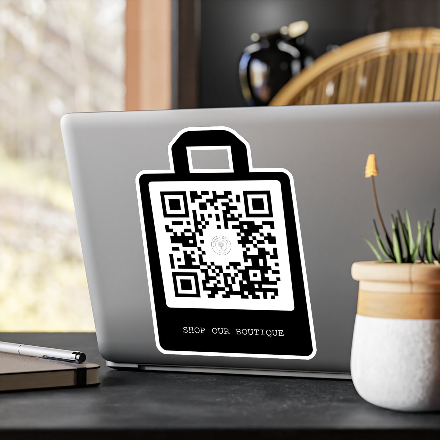 QR Code Shop Decal Sticker — 'Shop Our Boutique' Kiss-Cut Vinyl