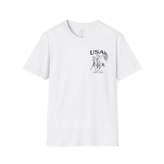 USA Est. 1776 Patriotic T‑Shirt — Independence Day Female Rider