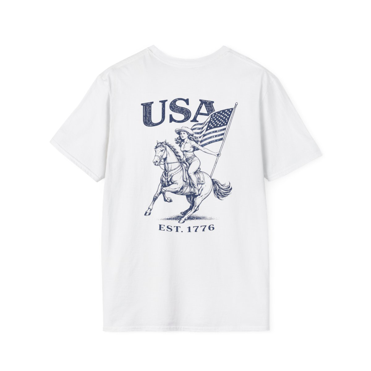 USA Est. 1776 Patriotic T‑Shirt — Independence Day Female Rider